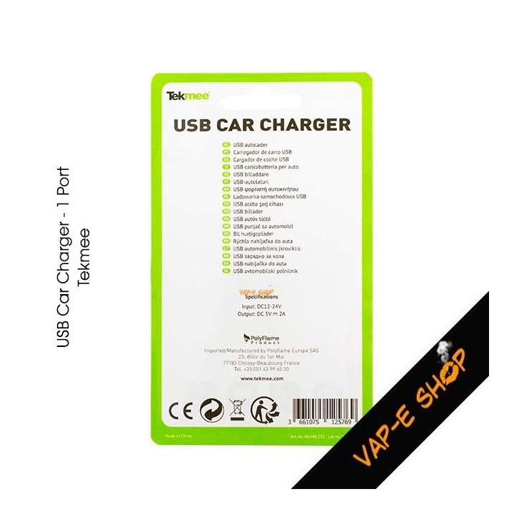 Prise allume cigare USB 2A - Tekmee