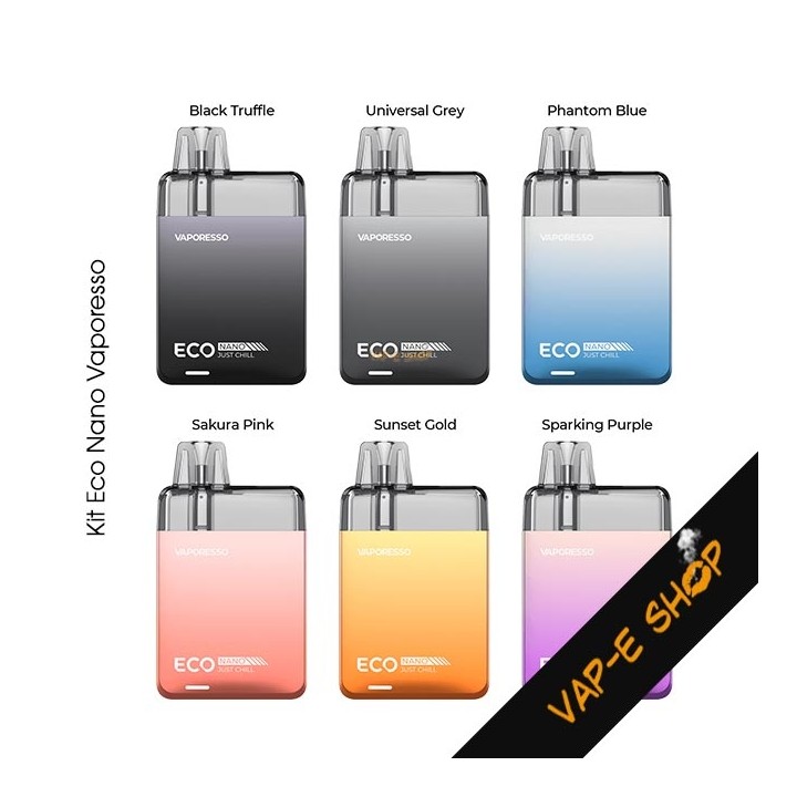 Kit Eco Nano Vaporesso. Couleurs proposées par la marque.