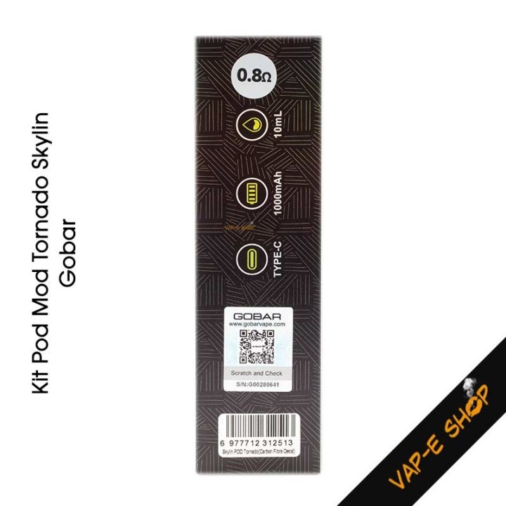 Kit Tornado Skylin Pod Mod Gobar, batterie intégrée 1000 mAh