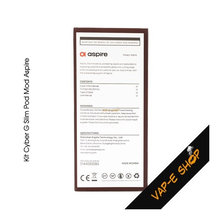 Cyber G Slim Aspire : un kit élégant, performant, simple et pas cher