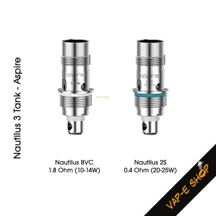Nautilus 3 Tank Aspire, contenance du réservoir 4ml, diamètre 24 mm