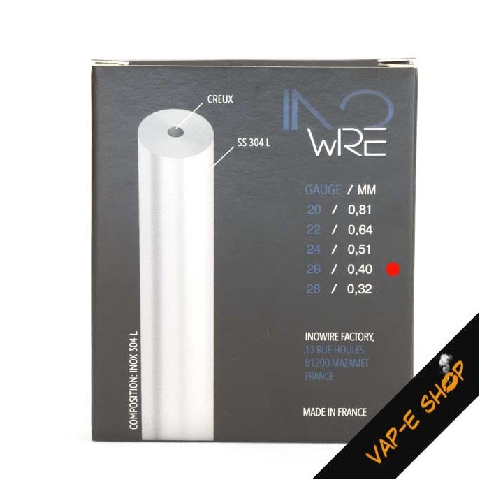 Fil résistif creux 26GA Inowire en Inox 304 L