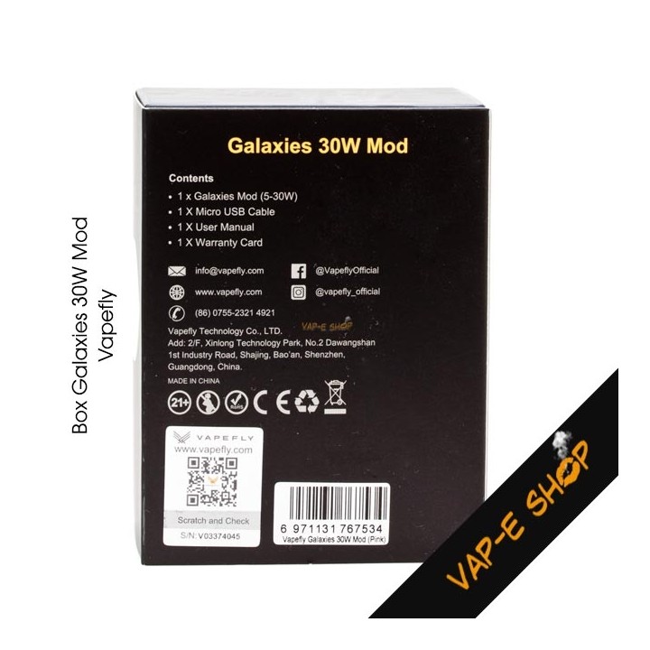 Caractéristiques Box Galaxies Vapefly