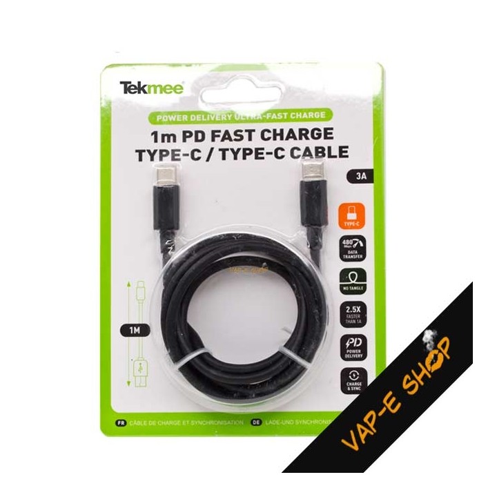 Câble USB Type C vers Type C - Noir
